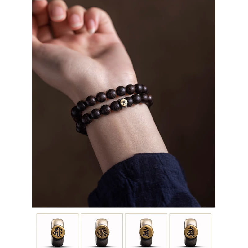 KarmaRipple's 925 Sterling Silver Chinese Zodiac Natal Buddha Agarwood Strawberry Quartz Peace Double Wrap Bracelet p14