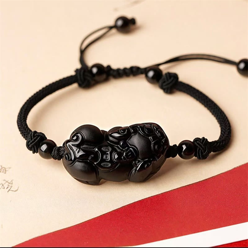 KarmaRipple's Authentic Obsidian Amethyst Citrine PiXiu Cooper Coin Wealth Bracelet p3