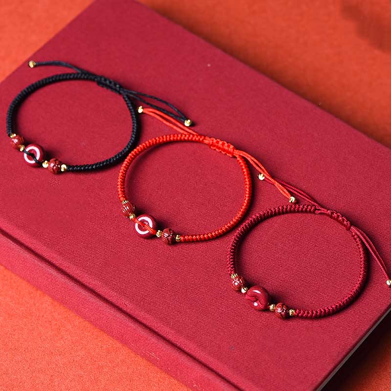 KarmaRipple's Handmade Cinnabar Peace Buckle Lotus Calm Blessing Woven Rope Bracelet p4