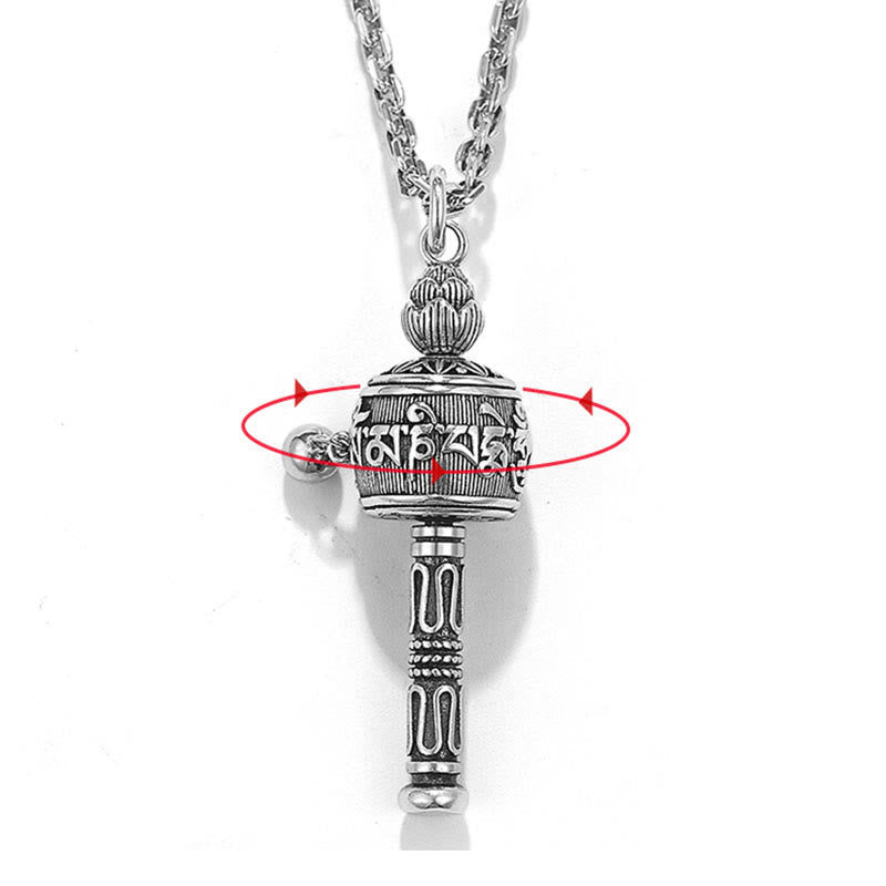 KarmaRipple's Tibetan Om Mani Padme Hum Prayer Wheel Lotus Wisdom Rotatable Pendant Necklace p9