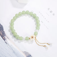 KarmaRipple's Jade Peach Blossom Flower Pearl Fortune Blessing Bracelet