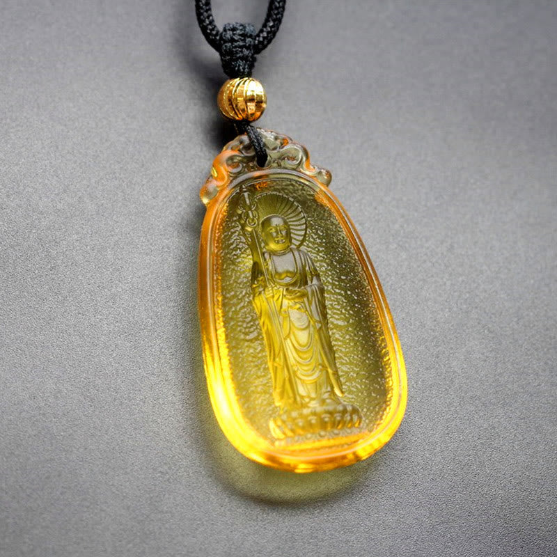 KarmaRipple's Ksitigarbha Buddha Liuli Gemstone Serenity Amulet Pendant Necklace p10
