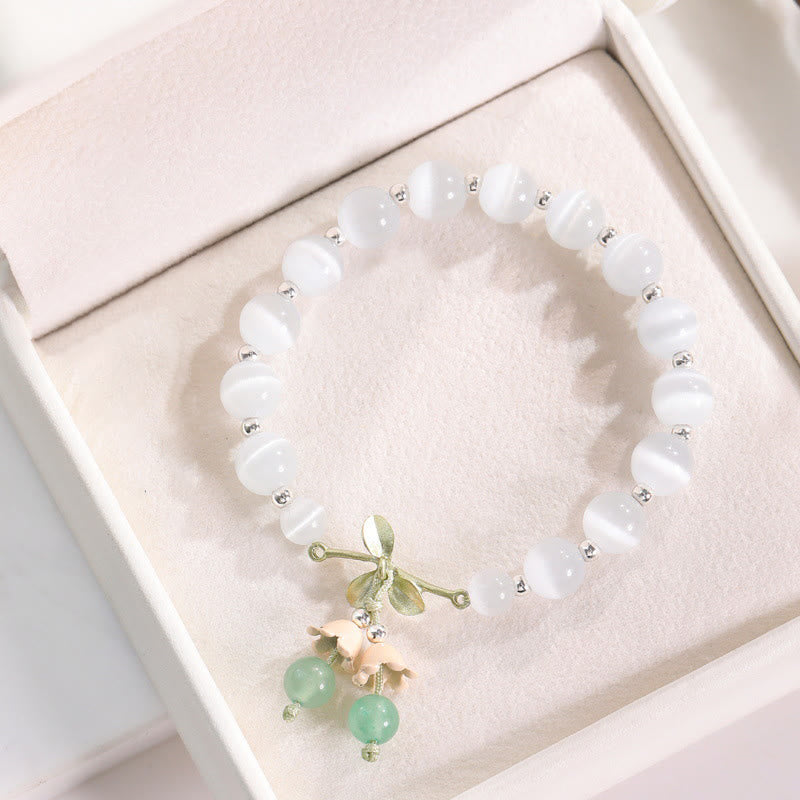 KarmaRipple's Cat's Eye Green Aventurine Blue Chalcedony Pink Gemstone Peace Orchid Talisman Bracelet p1