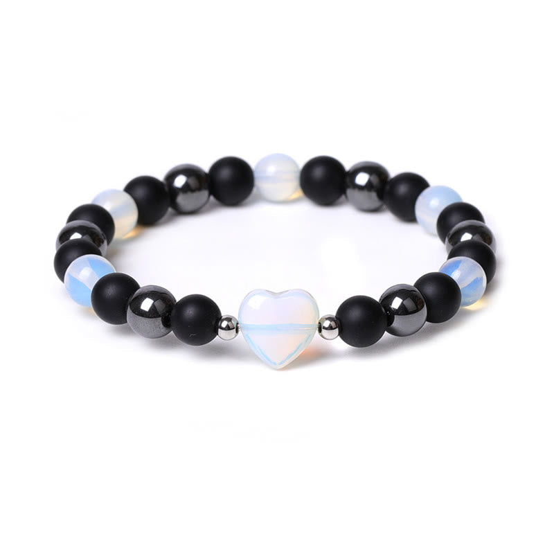 KarmaRipple's Black Onyx Tiger Eye Stone Gemstone Love Heart Protection Bracelet p20