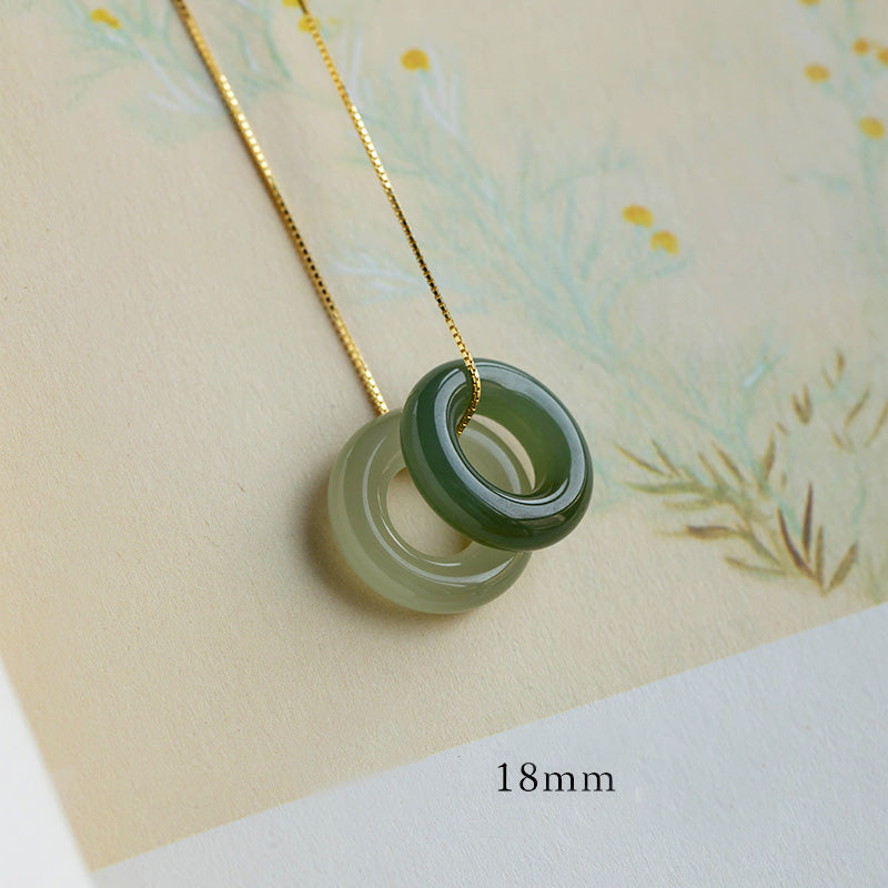 KarmaRipple's Authentic Round Jade Peace Buckle Fortune Abundance Pendant Necklace p36