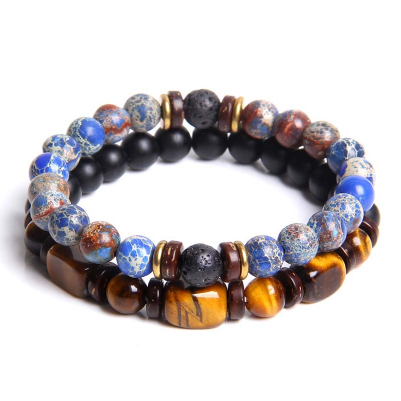 KarmaRipple's 2PCS Balancing Gemstone Emperor Stone Tiger Eye Bead Bracelet p8