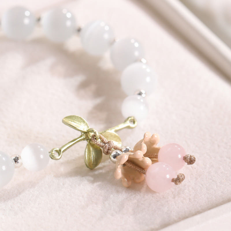 KarmaRipple's Cat's Eye Green Aventurine Blue Chalcedony Pink Gemstone Peace Orchid Talisman Bracelet p5