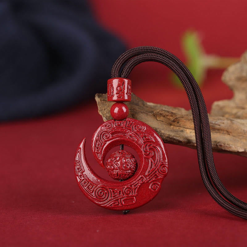 KarmaRipple's One's Fortune Improves Design Patern Authentic Cinnabar Concentration Pendant Necklace p24