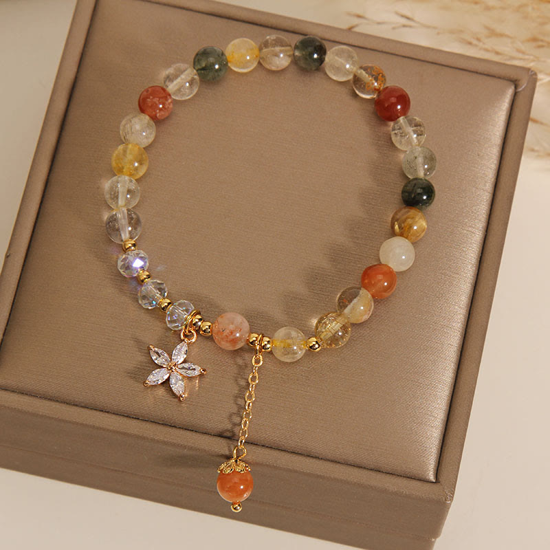 KarmaRipple's Multicolored Rutilated Quartz Auspiciousness Zircon Flower Bracelet p2