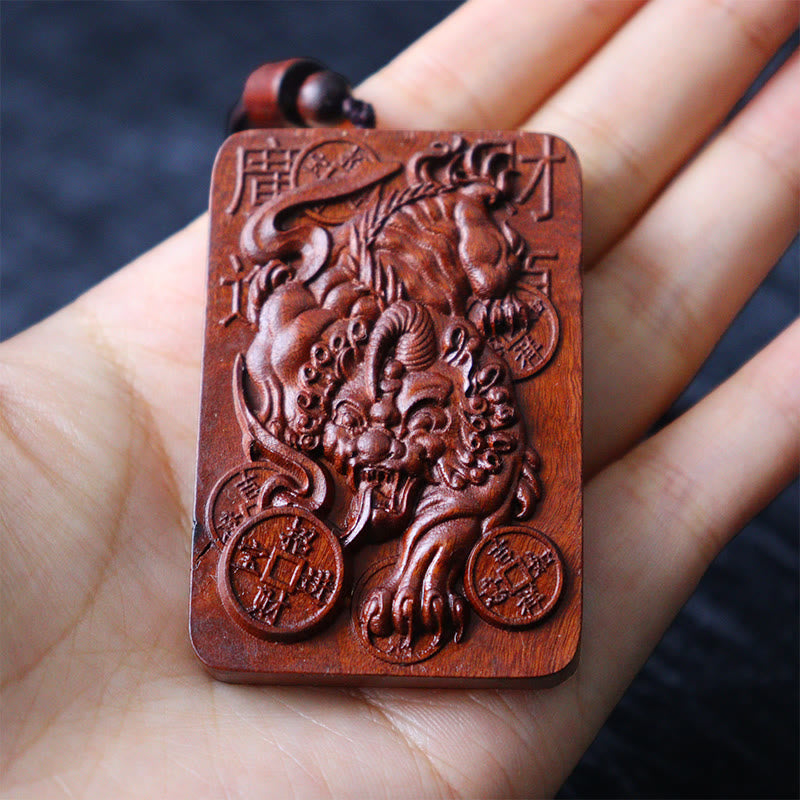 KarmaRipple's Authentic Lightning Struck Jujube Wood PiXiu Bronze Coin Good Fortune Pendant Necklace p11