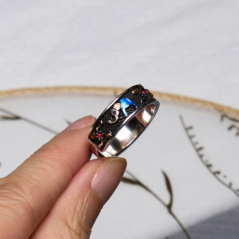 KarmaRipple's Colorful Elephant Carved Strength Adjustable Ring p5