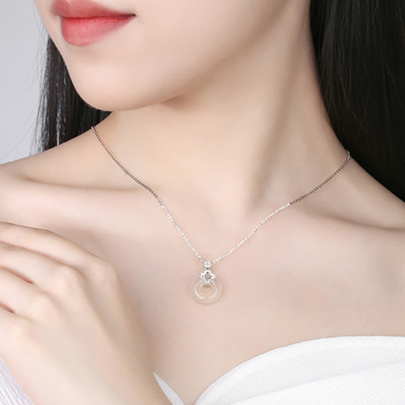 KarmaRipple's 925 Sterling Silver Chalcedony Coin Peace Buckle Positive Pendant Necklace p7