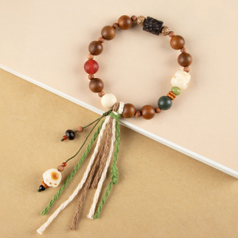KarmaRipple's Lightning Strike Wood Bodhi Seed Cat Paw Claw Auspiciousness Protection Tassel Bracelet p13
