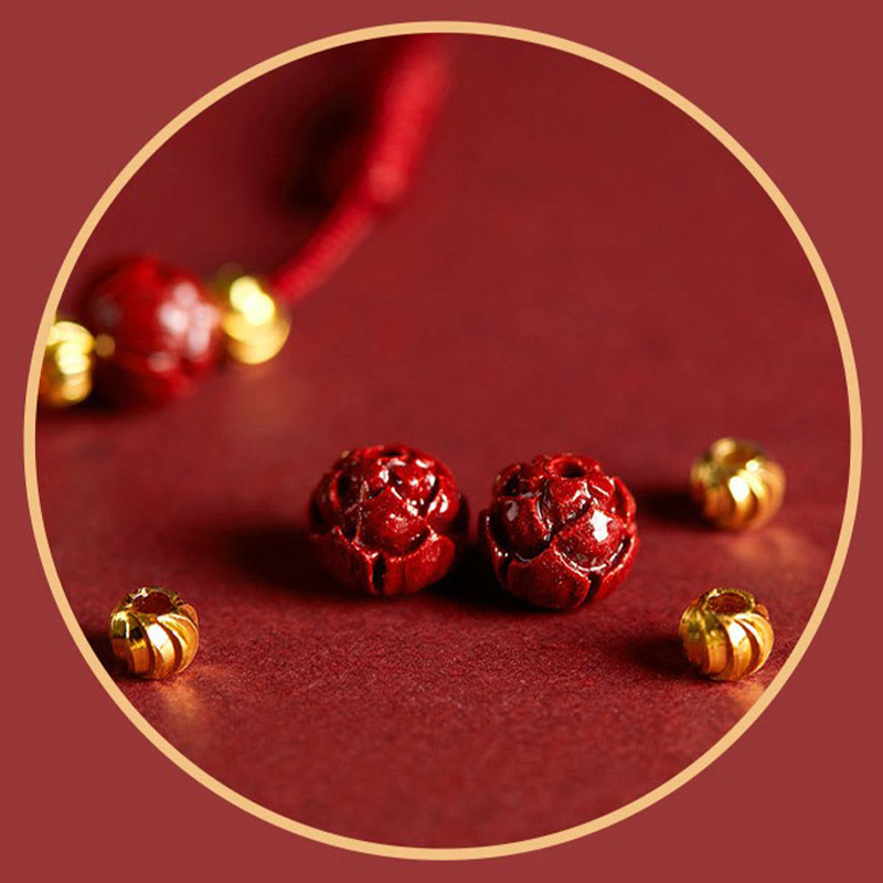 KarmaRipple's Handmade Lotus Cinnabar Peace Buckle Blessing Braid Bracelet p16