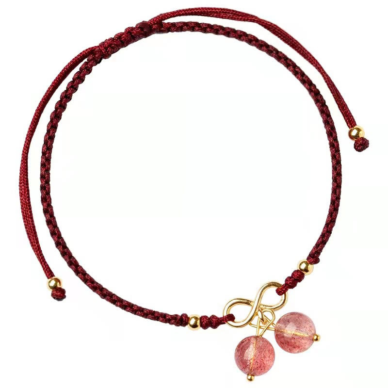 KarmaRipple's Authentic Strawberry Quartz Amethyst Green Phantom Bead Positive Bracelet p20