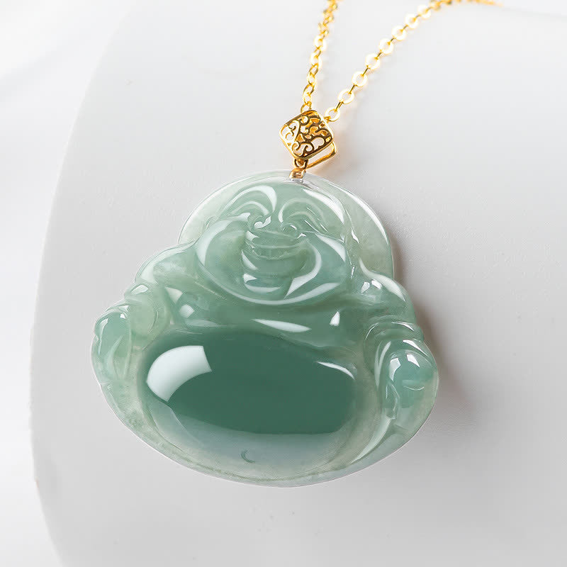 KarmaRipple's Laughing Buddha Authentic Jade Prosperity Abundance Pendant Necklace p3
