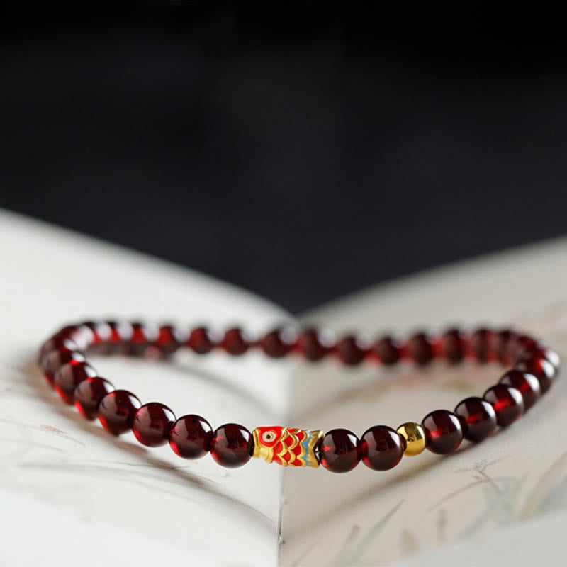 KarmaRipple's 999 Gold Koi Fish Authentic Garnet Protection Bracelet p4