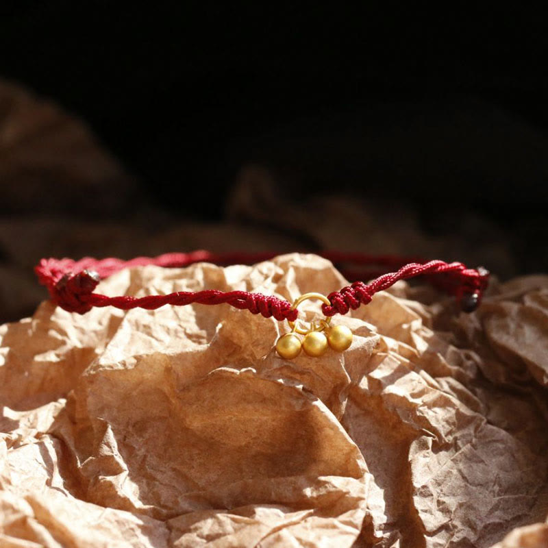 KarmaRipple's 925 Sterling Silver Gold Plated Fortune Red String Bracelet p12