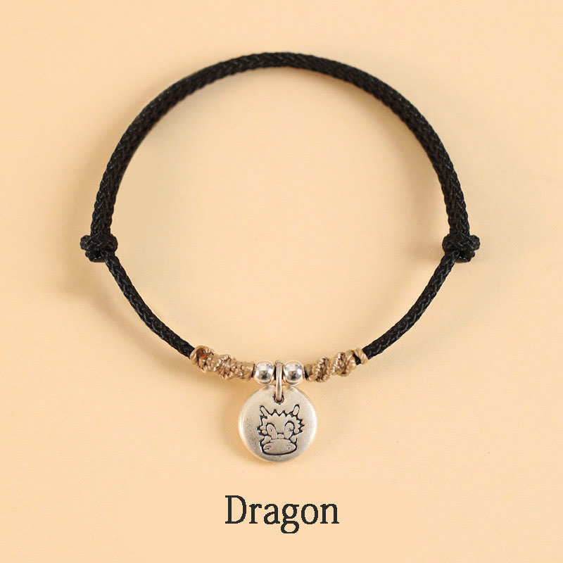 KarmaRipple's Handmade 999 Sterling Silver Year of the Dragon Cute Chinese Zodiac Fortune Woven Bracelet ( p13