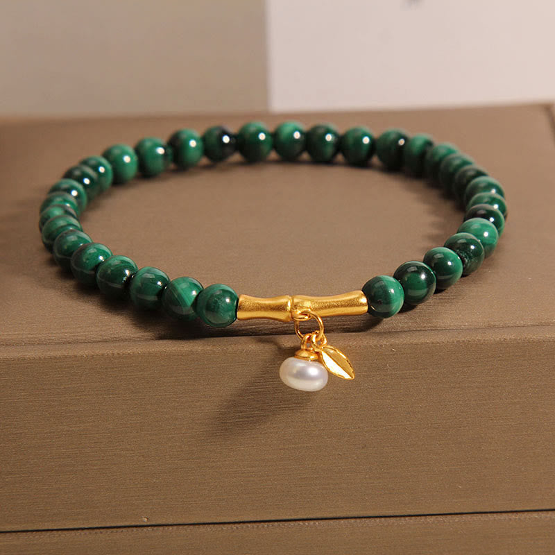 KarmaRipple's Authentic Malachite Pearl Fortunate Bamboo Anti-Anxiety Bracelet p4