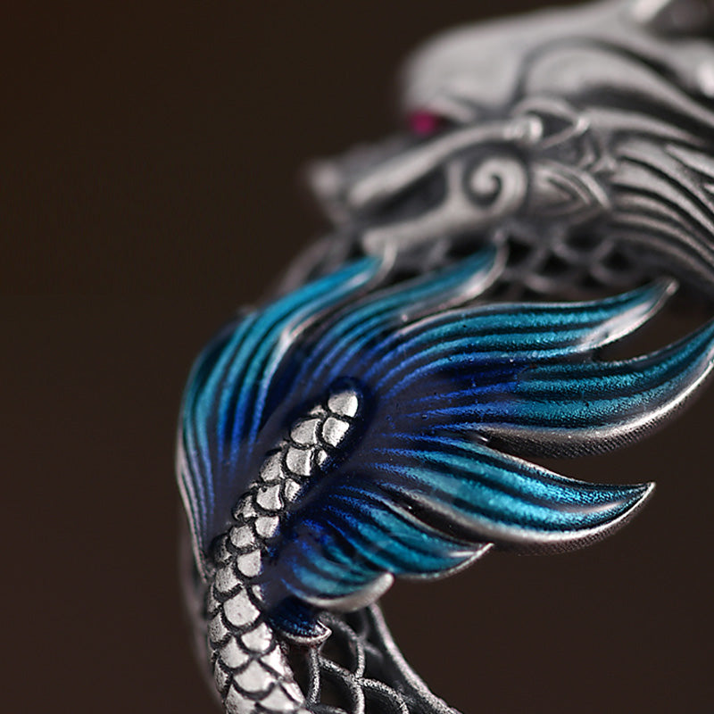 KarmaRipple's 999 Sterling Silver Year Of The Dragon Auspicious Peace Buckle Carved Success Pendant Necklace p9