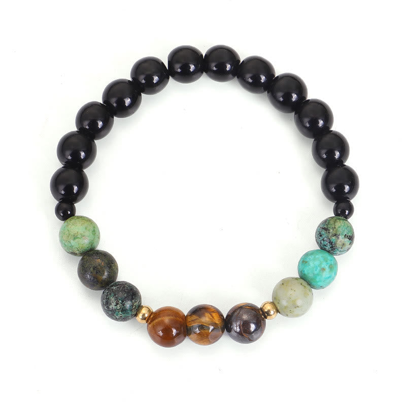 KarmaRipple's 108 Mala Beadwork Authentic Stone Tiger Eye Turquoise Protection Strength Bracelet Pendant p4