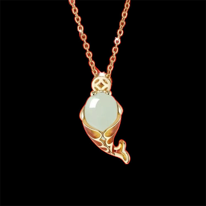 KarmaRipple's Chalcedony Fortune Koi Fish Wealth Bracelet Pendant Necklace p13