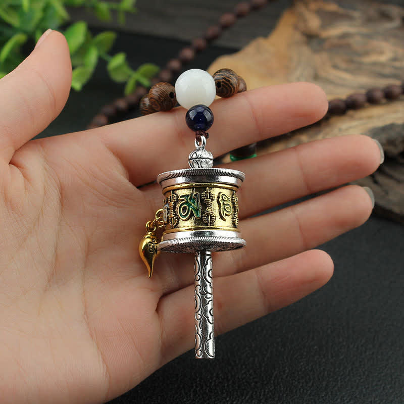 KarmaRipple's Tibetan Om Mani Padme Hum Prayer Wheel Rotation Vajra Wood Pendant Necklace p8