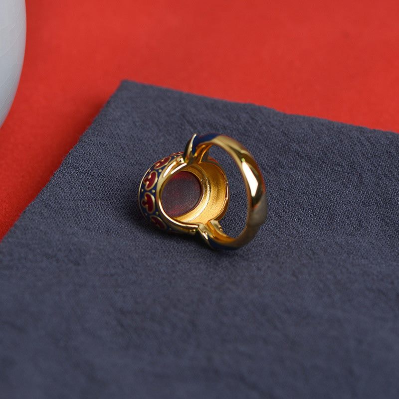 KarmaRipple's 925 Sterling Silver Red Corundum Courage Ring p6