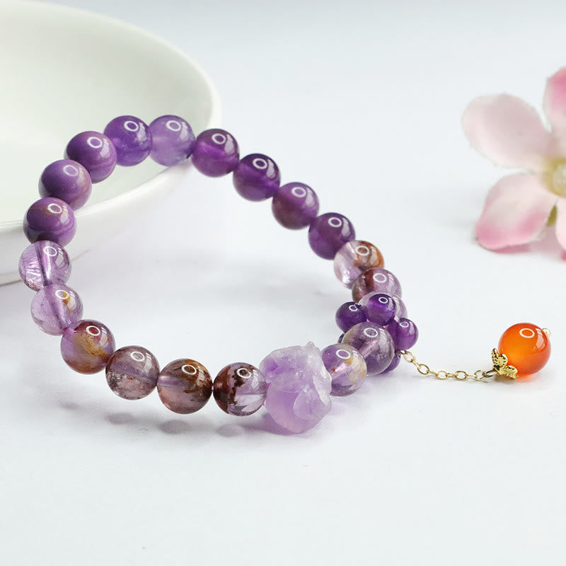 KarmaRipple's Authentic Amethyst Purple Phantom Gemstone Spiritual Awareness Bracelet p5