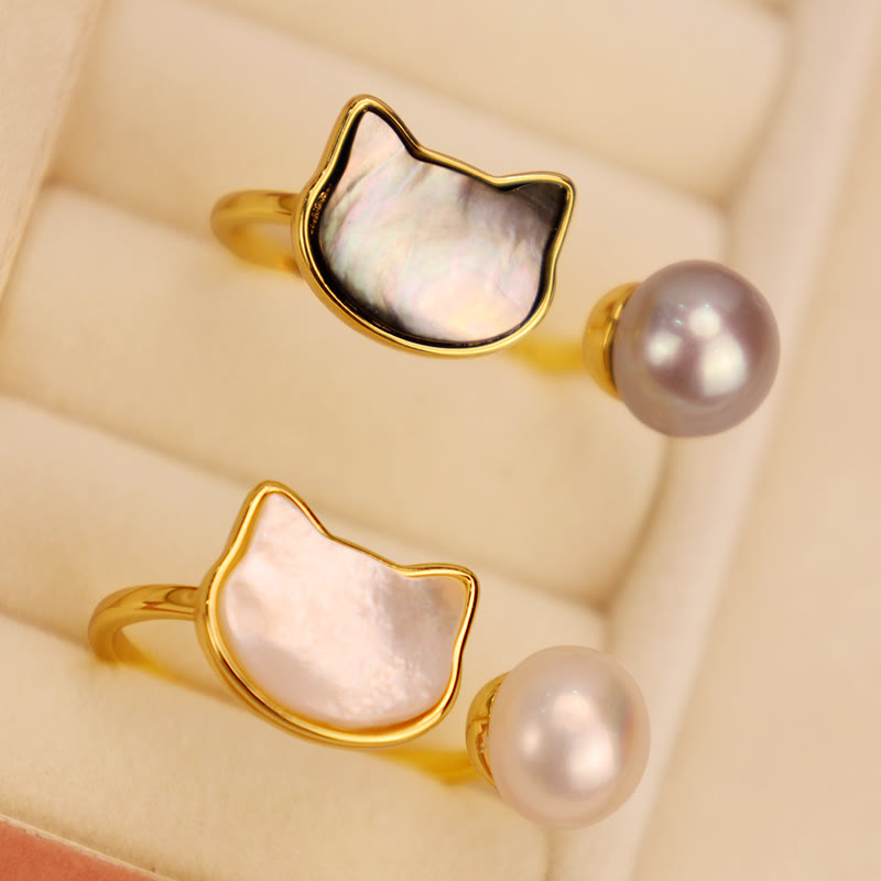 KarmaRipple's Authentic Pearl Bronze Cat Balancing Pendant Necklace Earrings p9