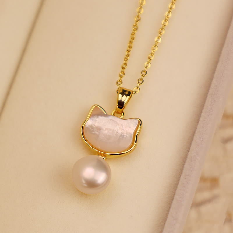 KarmaRipple's Authentic Pearl Bronze Cat Balancing Pendant Necklace Earrings p10