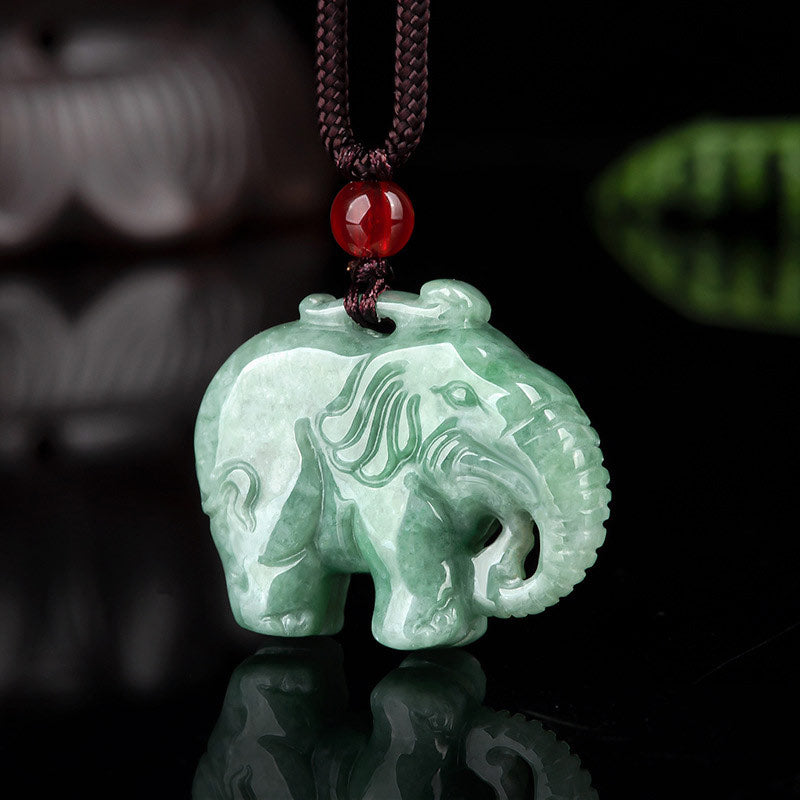 KarmaRipple's Elephant Jade Fortune Strength Pendant String Necklace p2