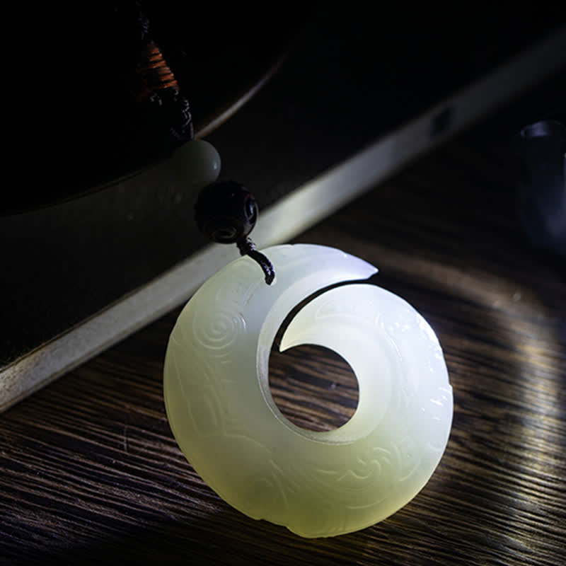 KarmaRipple's Peace Buckle Jade Small Leaf Red Sandalwood Cinnabar Agate Fortune Pendant Necklace p16