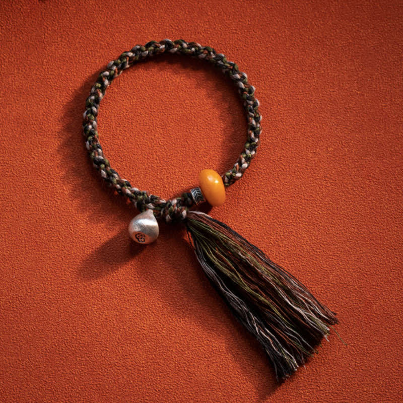 KarmaRipple's 990 Sterling Silver Tibetan Handmade Amber Steelyard Weight Wish Protection Bracelet p9