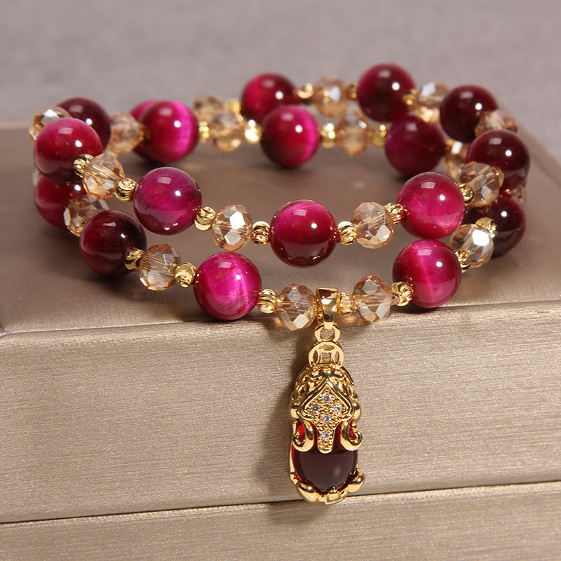 KarmaRipple's Tiger Eye Pixiu Fox Money Bag Protection Self Confidence Double Wrap Bracelet p7