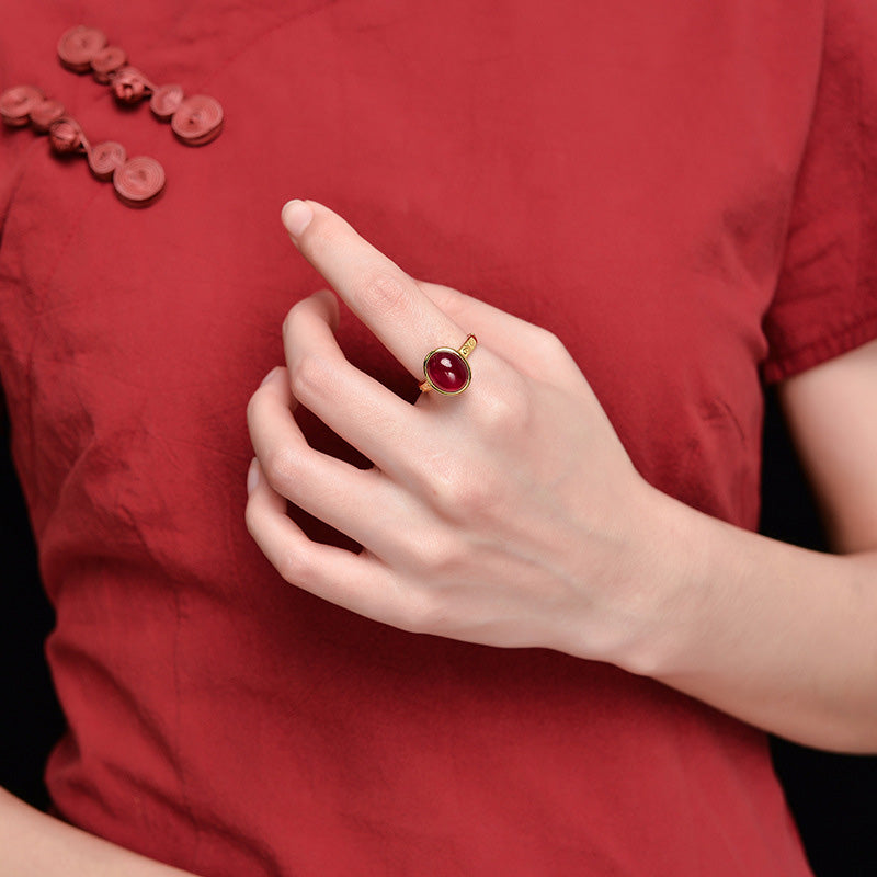 KarmaRipple's 925 Sterling Silver Red Corundum Courage Ring p9