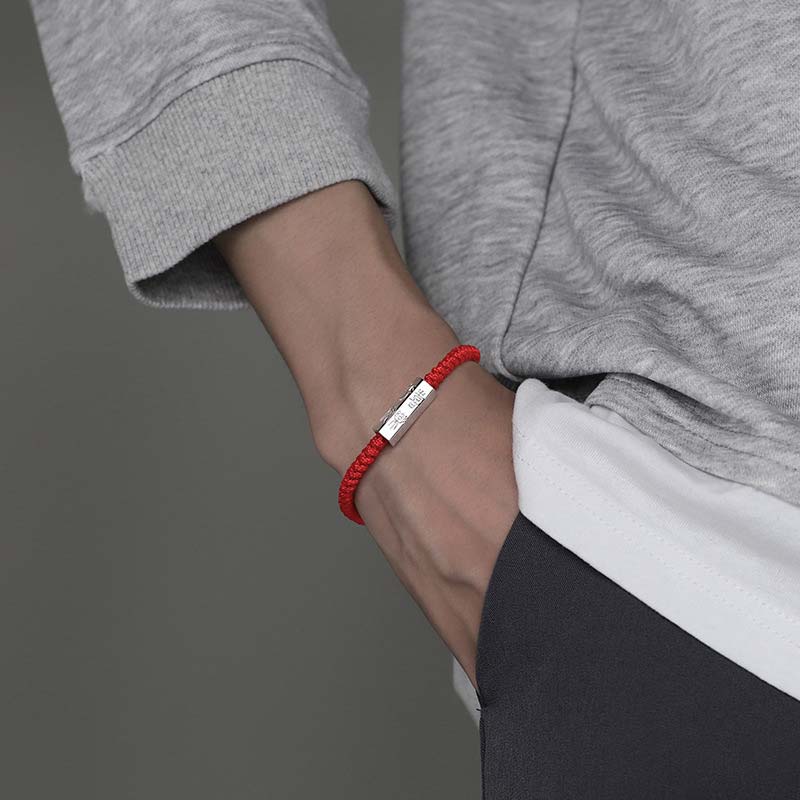 KarmaRipple's 925 Sterling Silver Letter Engraving Blessing String Bracelet p5