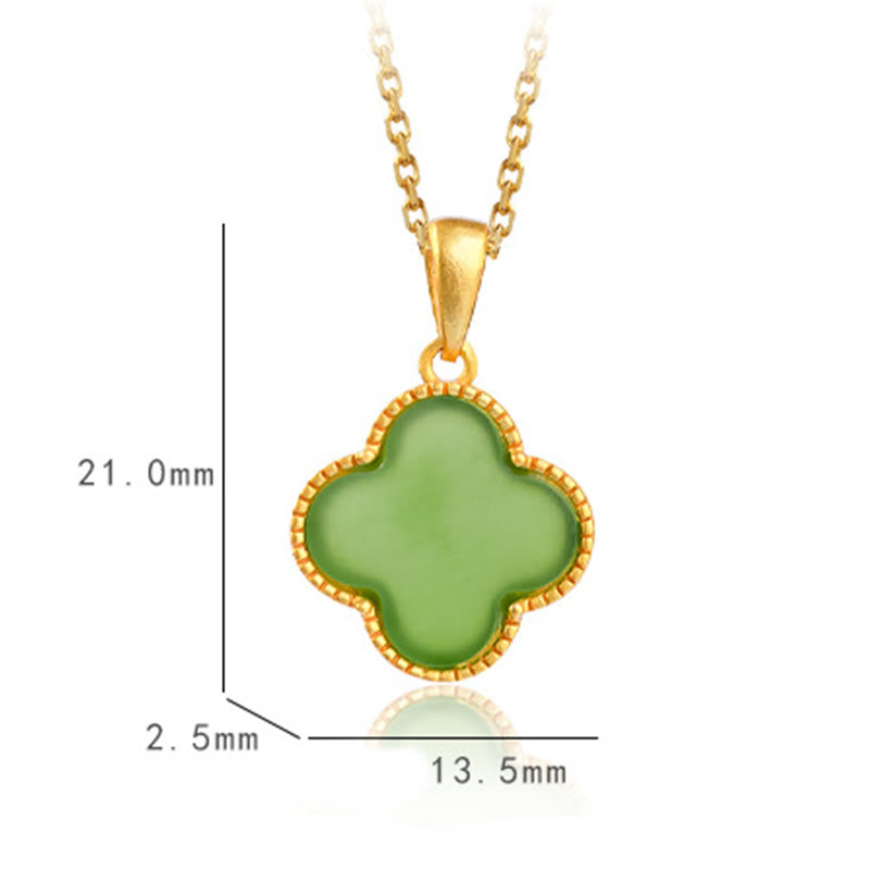 KarmaRipple's 925 Sterling Silver Authentic Hetian Jade Fortune Four Leaf Clover Pendant Necklace p8