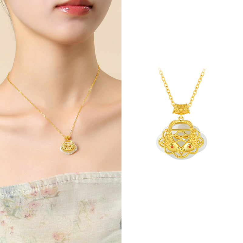 KarmaRipple's 925 Sterling Silver Authentic Hetian Jade Koi Fish Wealth Pendant Necklace p12