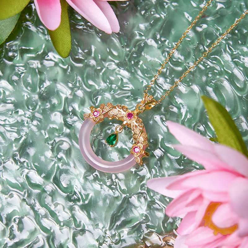 KarmaRipple's Green Chalcedony Peace Buckle Design Strength Pendant Necklace p22