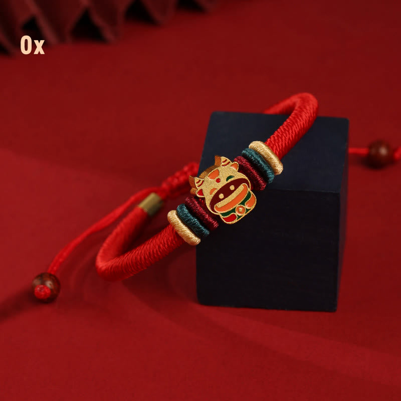 KarmaRipple's Handmade 925 Sterling Silver Year of the Dragon Cute Chinese Zodiac Fortune Woven Red Bracelet p31