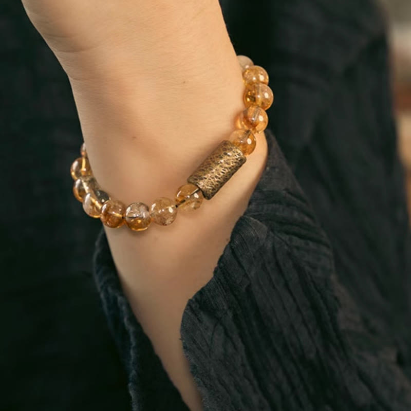 KarmaRipple's Authentic Citrine Gemstone Brass Bead Protection Bracelet p9