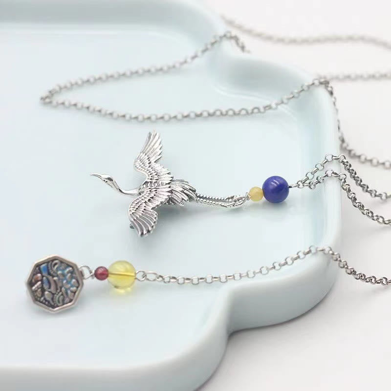 KarmaRipple's Vintage Crane Happiness Bronze Brooch p3