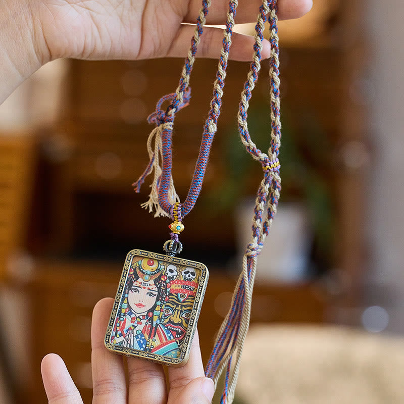 KarmaRipple's Tibetan Zakiram Goddess of Wealth Past And Present Ghau Prayer Box Pendant Necklace p5