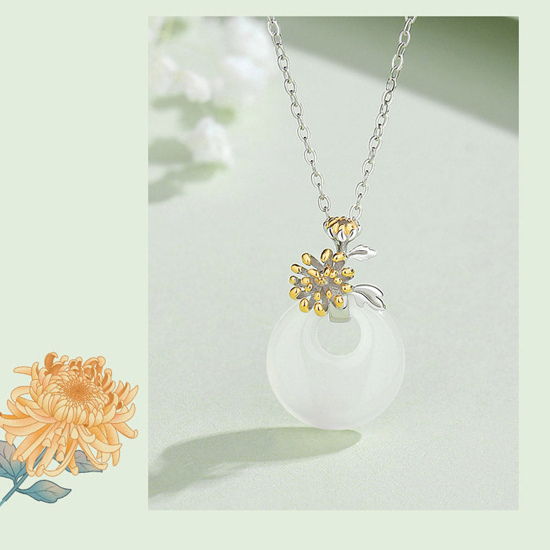 KarmaRipple's 925 Sterling Silver Round Chalcedony Twelve Months Flower Balance Pendant Necklace p25