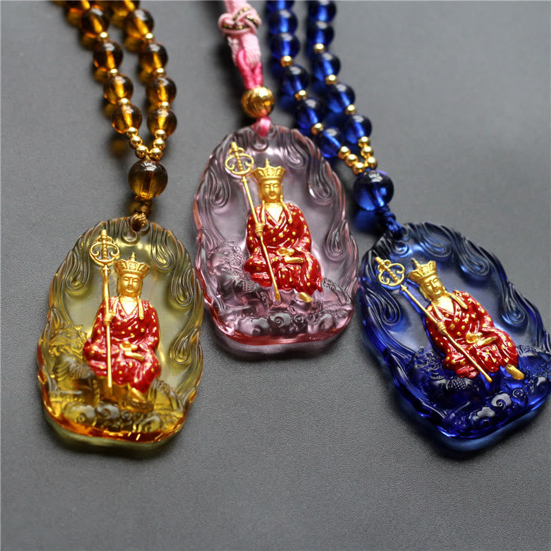 KarmaRipple's Ksitigarbha Buddha Liuli Gemstone Compassion Amulet Pendant Necklace p11