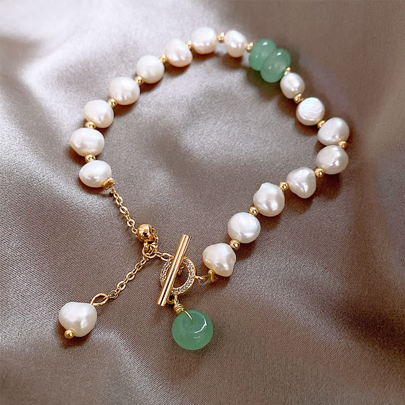 KarmaRipple's Pearl Green Strawberry Quartz Bead Balancing Chain Bracelet p4