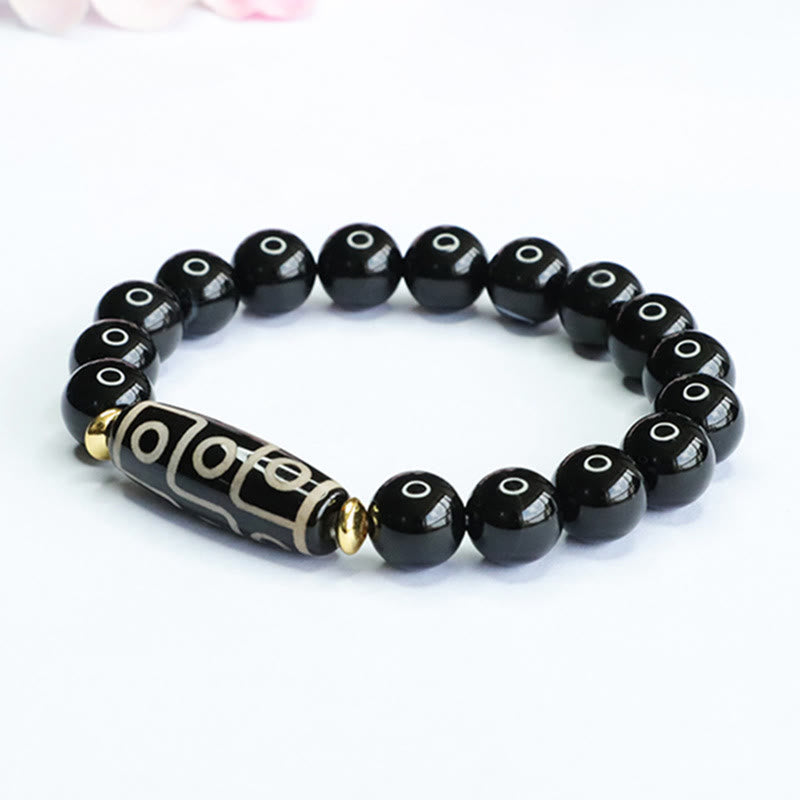 KarmaRipple's Tibetan Nine-Eye Dzi Bead Black Onyx Power Bracelet p5