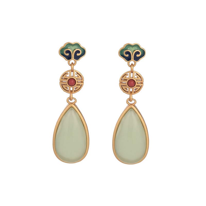 KarmaRipple's FengShui Jade Double Happiness Fortune Earrings p5